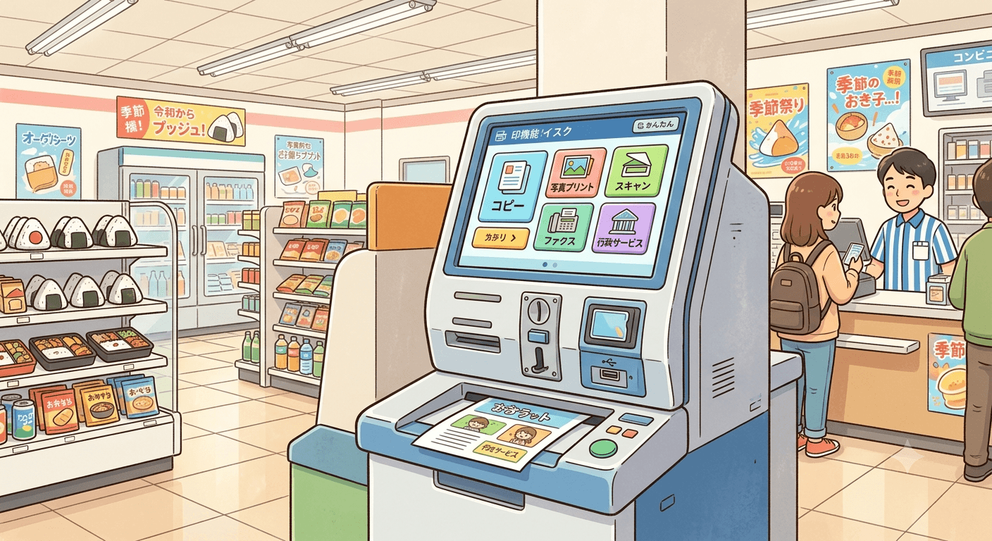 Residence certificate at convenience store kiosk (住民票)